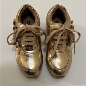 NWOT Micheal Kors Kids gold Sneakers
